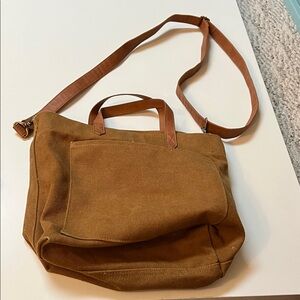 Thirty-One Tan Canvas Tote with Adjustable Strap
